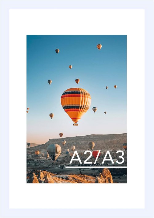 JCJMY A2 Picture Frame - White Wall Hanging Frame with Plexiglass | Includes A3 Mat for 11.7x16.5 Photos