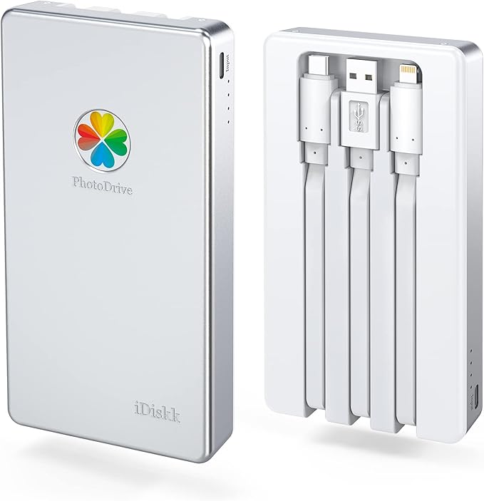 iDiskk App-le Certified 4TB External Hard Drive for iPhone iPad Android Phone,iPhone Hard Drive for Mac/PC/iPhone 17/16/15/14, Memory Storage to auto Backup Photos/Videos/Files (Metal)
