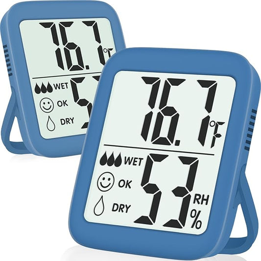 Antonki 2 Pack Room Thermometer for Home, Hygrometer Indoor Humidity Meter Gauge, Digital Temperature and Humidity Monitor Sensor for House, Terrarium, Incubator, Greenhouse - Battery Included