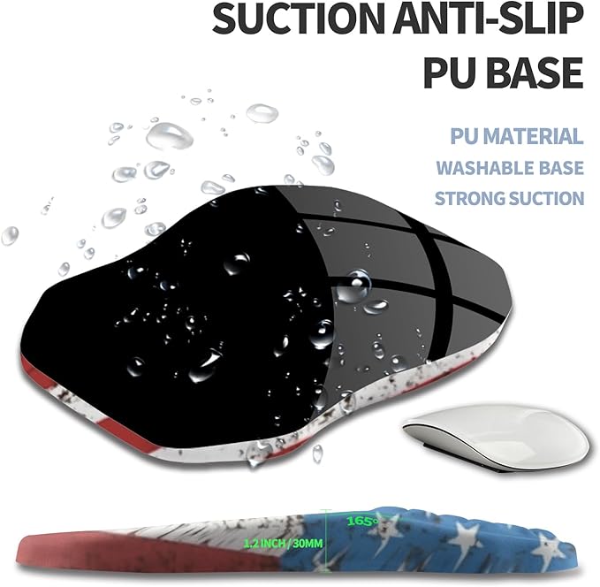 Gleamtide Ergonomic Raised Mouse Pad Wrist Support with Bilateral Slope Memory Foam Mousepad for Wrist Rest and Carpal Tunnel Pain Relief 11.8x7.9〃National Flag