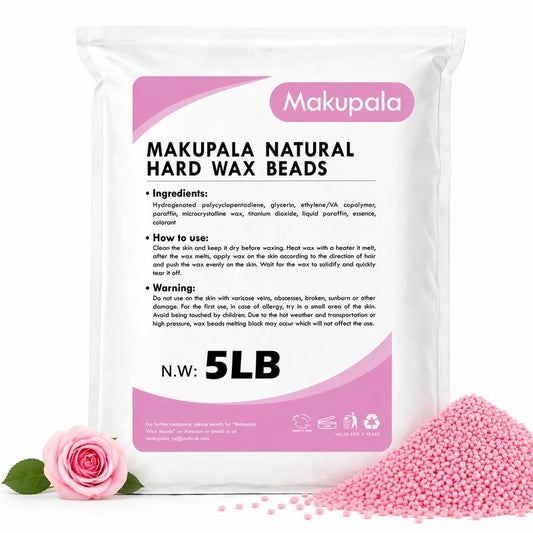 32 oz Hard Wax Beads, 2lb Waxing Beads for Full-Body Hair Removal, Brazilian & Bikini, Legs Underarms Face at Home & Professional Salon Refill Bulk Rosin-Free Natural Wax Bean for Sensitive Skin