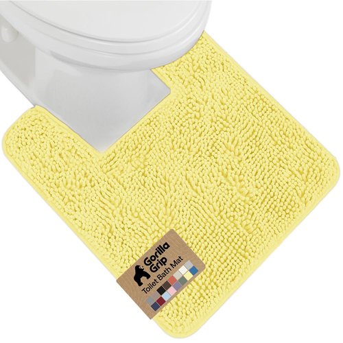 GORILLA GRIP Bath Rug Mat, Thick Soft Absorbent Chenille, Rubber Backing Quick Dry Microfiber Mats, Machine Washable Rugs for Shower Floor, Bathroom Runner Bathmat Accessories Décor, Contour, Yellow
