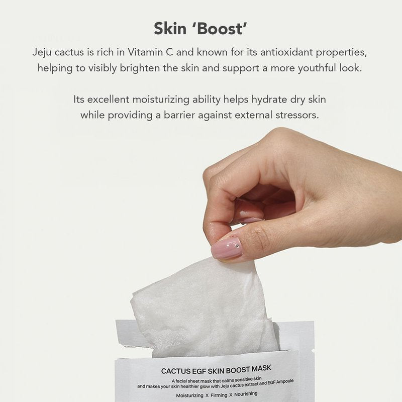 A'Prep Cactus EGF Skin Boost Mask (5 Sheets) – Hydrating & Nourishing Sheet Mask with Jeju Cactus Extract & EGF | Vegan-Certified for Sensitive Skin | Korean Skincare