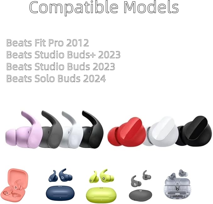 Aginkgo Replacement Ear Tips for Beats Fit Pro, Beats Studio Buds+, Beats Studio Buds, Beats Solo Buds Silicone Earbuds Washable Noise Isolation, Fit in The Charging Case, 6 Pairs S/M/L (Black)