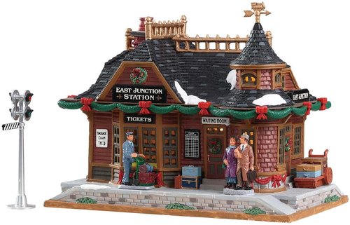 Lemax Christmas Village East Junction Station - Battery Operated LED Decor | Festive Holiday Display