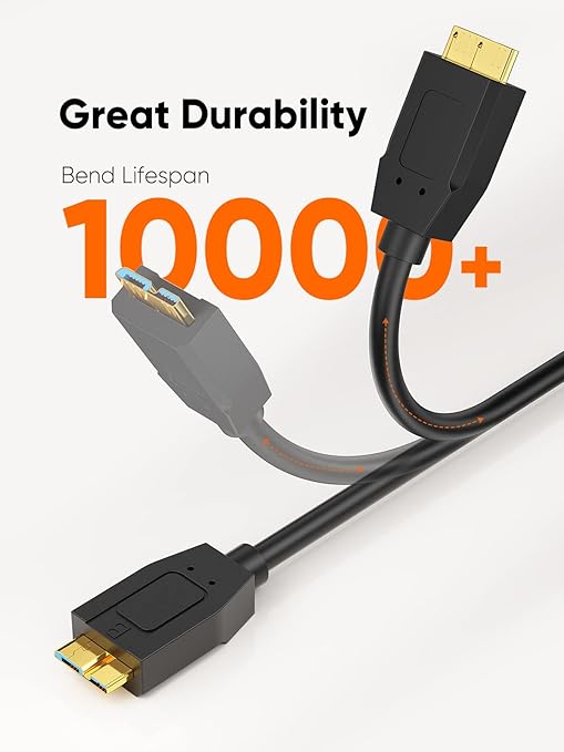 CableCreation USB C to Micro B Short Cable 1FT, 10G Micro B to USB C External Hard Drive Cable for iPhone 15/16/17,Samsung Galaxy S24,Seagate WD Westgate My Passport,MacBook Pro/Air, iPad/Tablet,Black