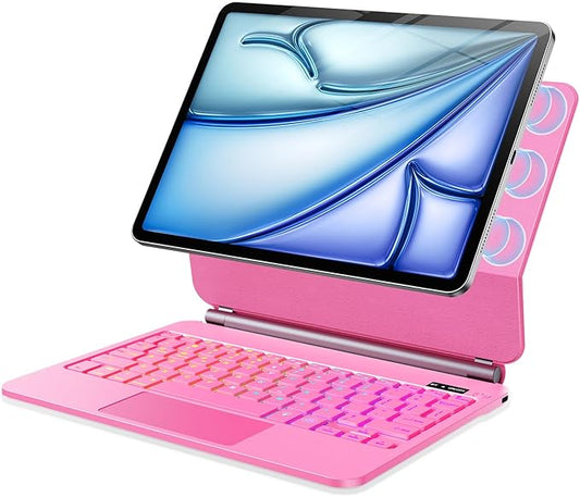 For iPad Air 11 inch Case with Keyboard (M3/M2, 2025/2024),Keyboard Case for iPad Pro 11 inch(1st/2nd/3rd/4th Gen),Easy-Set Floating Cantilever Stand - Multi-Touch Trackpad Backlit Keyboard
