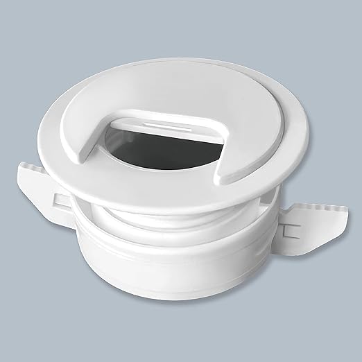 2PK White Patented: Only Cable, Wire, Cord Management Tool-Free Self-Securing/Locking Grommet and with Cap Slider, for Walls, Ceilings, Desks - Used for All Surfaces 3/8" to 1" Thick. Made in USA