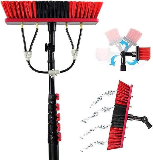 Window Cleaning Pole, Water Fed Telescopic Window Cleaning Brush, Extendable Cleaner Roof Cleaning Tools Window Cleaner Kit for Photovoltaic Panel, Trucks, Bus, Cars,30ft/9m-55cmBrushhead
