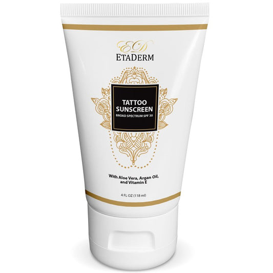 ETADERM Tattoo Sunscreen Lotion SPF 30 - Tattoo Aftercare Sunscreen for Sensitive Skin with 15% Non-nano Zinc Oxide - Sun Protection Tattoo Lotion for Long-Lasting Vibrancy & Ink Defense Against UV