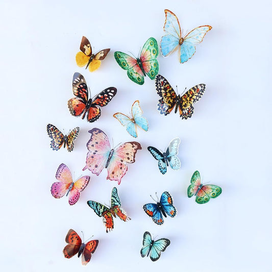 Skiennix 36 Pcs Watercolor Butterfly Wall Stickers - Self-Adhesive 3D Decor for Home & Weddings