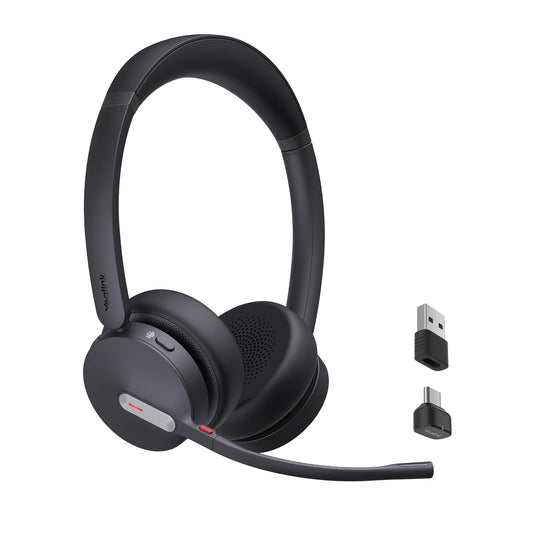 Yealink BH70 Wireless Bluetooth Headset with Microphone for Work, up to 35h Talking Battery Life, 3-Mic, 147g Lightweight Microsoft Teams Certified Headphone for Open Office, USB-C to A