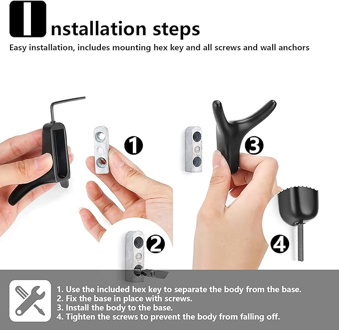 NETLKLA 4 Packs Towel Hooks,Coat Hook Cow Head Wall Hooks, Metal Heavy Duty Wall Hooks for Hanging Coats, Hats, Bags, Kitchenware and Towels in Living Room, Kitchen, Bedroom and Bathroom (Black)