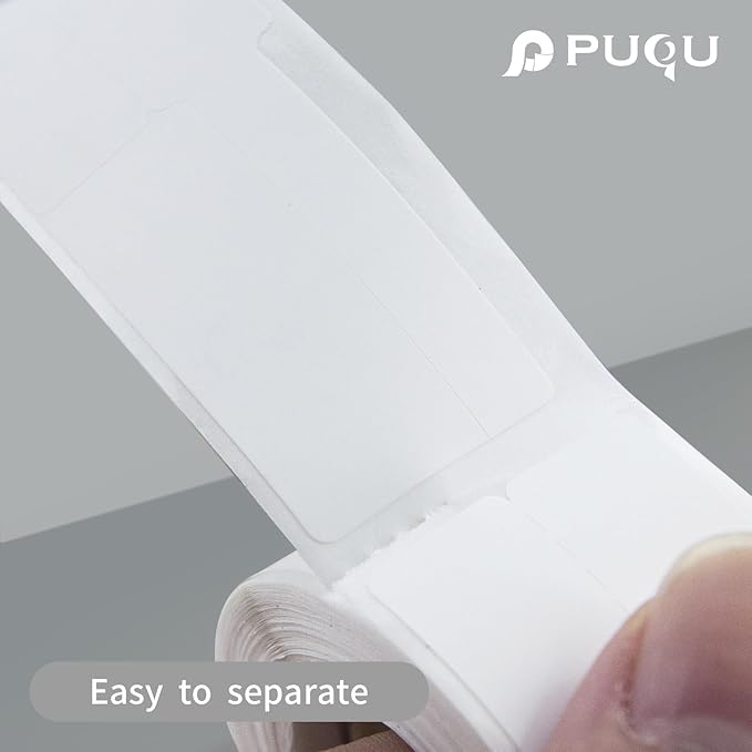 PUQU 30x50mm Direct Thermal Sticker Labels, Self-Adhesive All-Purpose Label Maker Tape, Compatible with AQ Series Label Printer, Refills Standard Laminated Office Labeling, 1 Roll of 150 Labels