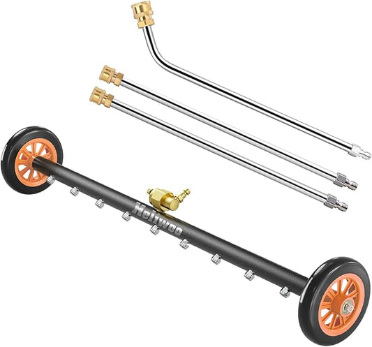 Undercarriage Pressure Washer Attachment, Upgrade 30 Inch Power Washer Water Broom with 9 Nozzles, Dual-Function Underbody Car Wash Surface Cleaner with 3 Pieces Extension Wand- 4000PSI