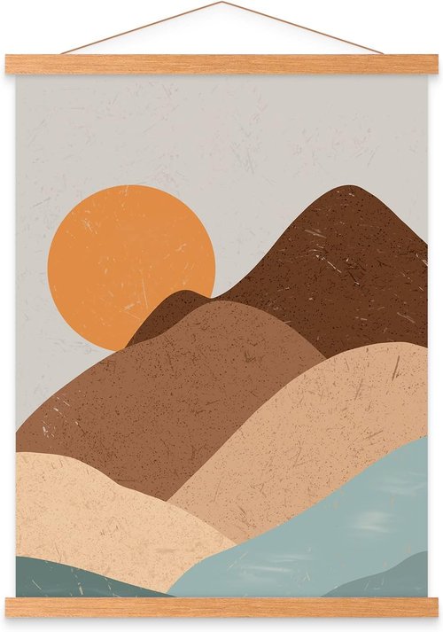 Benjia Magnetic Light Wood Poster Frame - 26x20, 26x34, 26x38 for Canvas Art | Teak Color, 1 Pack