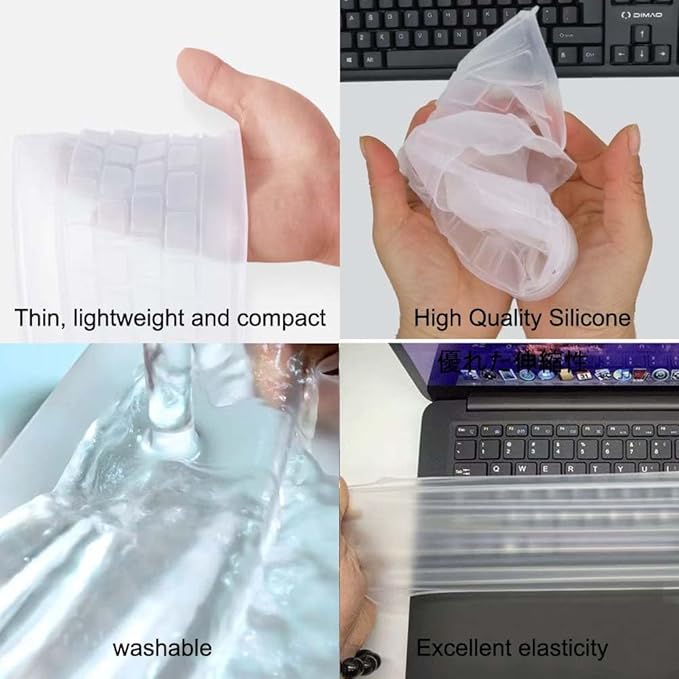VORTINIOUS Ultra Thin Desktop PC Silicone Clear Keyboard Cover Skin Protector for 104/107 Keys Standard Desktop Keyboard, Waterproof, Dustproof, Reusable