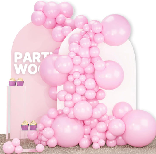 PartyWoo Baby Pink Balloons - 100 Pcs in 5 Sizes for Baby Shower & Birthday Decorations | Arch Kit & Garland