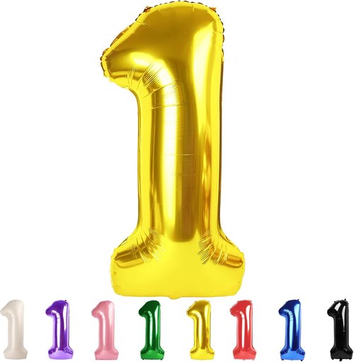 Gold Number Balloons 40 Inch - Big One Balloon for 1st Birthday | Perfect for Celebrations & Graduations