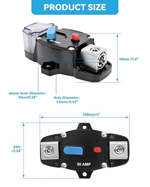 BULVACK 150 Amp Circuit Breaker with Manual Reset Waterproof Inline Fuse Inverter for Marine Trolling Motors Boat ATV Manual Power, Suface Mount, 12V-48V DC