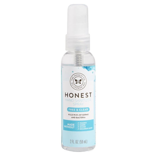 The Honest Company Plant-Based Hand Sanitizer Spray, Kills 99.9% of Germs, Hypoallergenic, Quick-drying, Moisturizing, Fragrance-Free, 2 fl oz