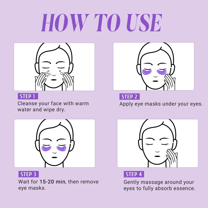 PEAUAMIE Under Eye Patches with Vitamin C and Witch Hazel Eye Mask for Dark Circles and Puffiness,Face Mask Skin Care Products 30 Pairs
