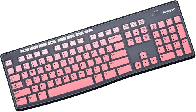 Keyboard Cover for Logitech MK370 MK295 MK270 K270 Keyboard, Logitech MK370 MK270 K270 Keyboard Skin Protector - Gradual Pink
