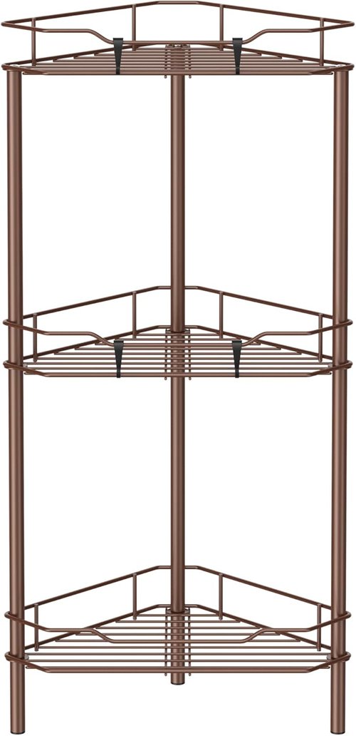 HuggieGems 3-Tier Corner Shower Caddy Organizer - Versatile Bathroom Shelf Rack with Hooks