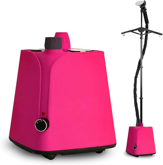 Colorful Standing Garment Steamer for Clothes, 2000W Professional Hanging Clothing Steamer with Stand, Commercial Cloth Fabric Steamers with 1.8L Water Tank for 45min Steaming, Cherry
