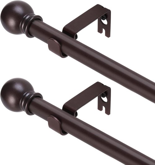 GXOACKJ Curtain Rods - Heavy Duty 5/8 Inch Metal Set for Windows 32 to 48 Inch - 2 Pack Brown