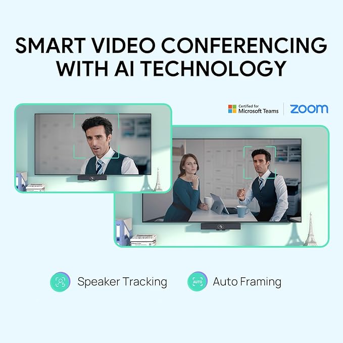 Yealink MeetingBar A10 4K Video Conference Room System with 120 Wide Angle Camera AI Auto Framing Conference Webcam with 8 Mics Arrays Speaker Tracking Noise Cancellation Teams Zoom Certified