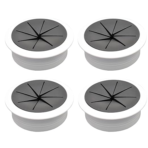 Desk Grommet 2" (50 mm), Desk Hole Cover for Cables White and Black, Cable Grommet ABS Plastic, Desk Hole Grommet for Office and Home Table Cable, Flexible Cable Cord Organizer-4 Pcs