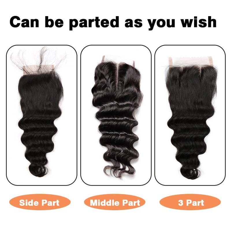 Sent Hair Remy Human Hair 4x4 Loose Deep Wave Lace Closure Human Virgin Hair Piece Free Part with Baby Hair Natural Color 16"