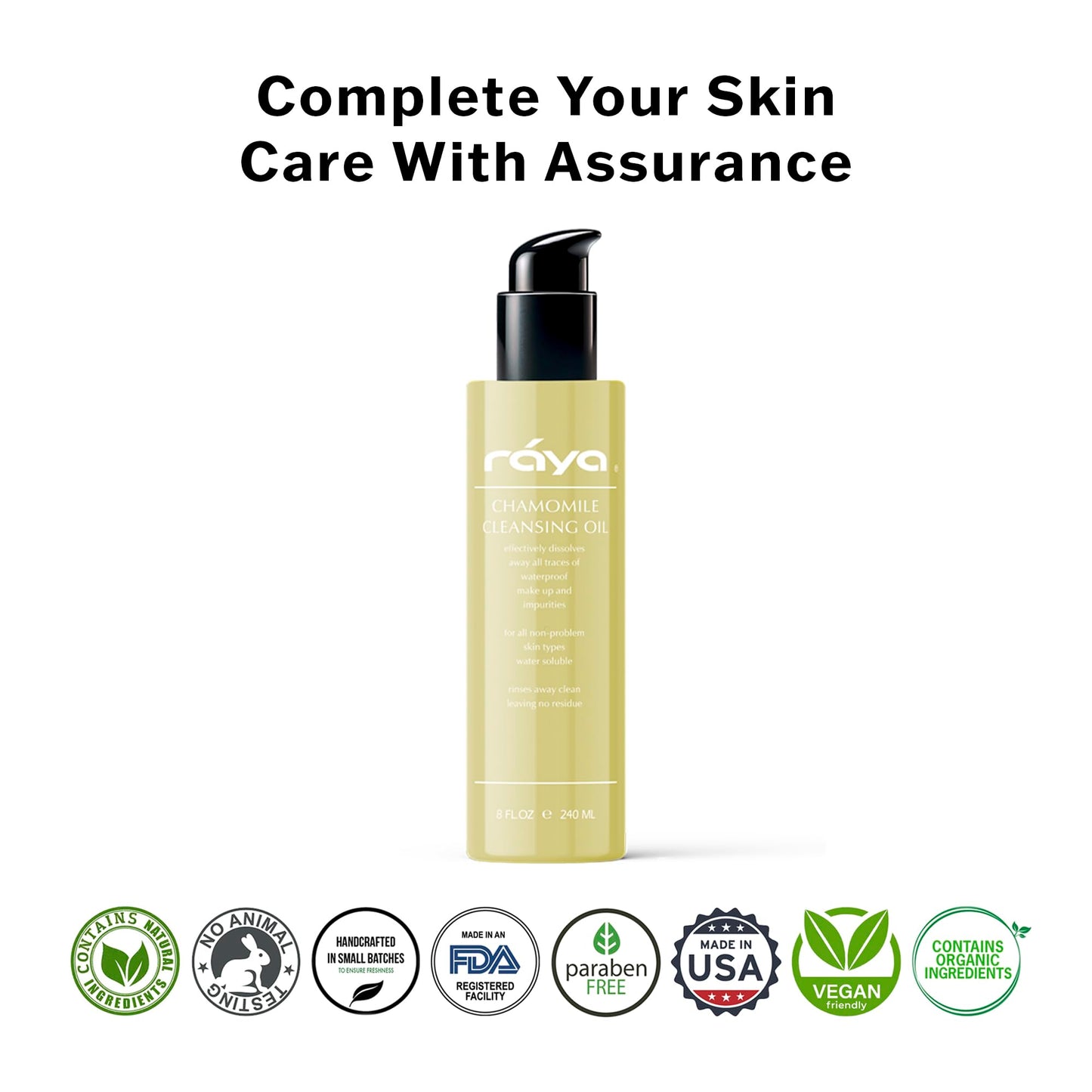 Raya Chamomile Facial Cleansing Oil (154) | Natural and Organic, Water-Soluble Oil Cleanser and Water-Proof Make-Up Remover For All Skin | Made With Chamomile and Lavender Oils
