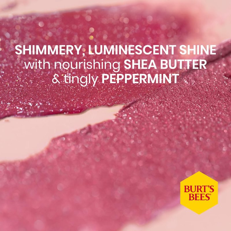 Burt's Bees Lip Shimmer - 100% Natural Moisturizing Lip Color in Plum | 1 Tube