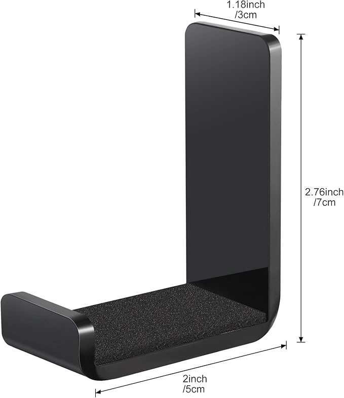 Weewooday 4 Pieces Headphone Hanger Headset Stand Holder Adhesive Wall Mount Headphone Hook for Desk Acrylic Gaming Earphones Hanger with Glues for Earphone Controller(Black)