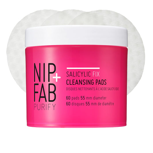 Nip + Fab Salicyclic Fix Night Pads for Face with Hyaluronic Acid, Exfoliating Facial Pad BHA Exfoliant for Skin Hydration Acne Breakouts and Blemishes, 60 Pads, 2.7 Ounce