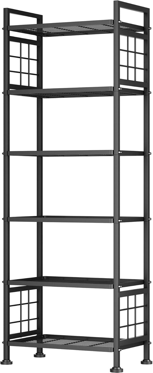 GIOTORENT 6-Wire Garage Shelving Storage Shelves, Metal Shelving Unit Pantry Rack, Kitchen Storage Adjustable Shelf 900Lbs Capacity for Laundry Kitchen Bathroom Organizer(Black)