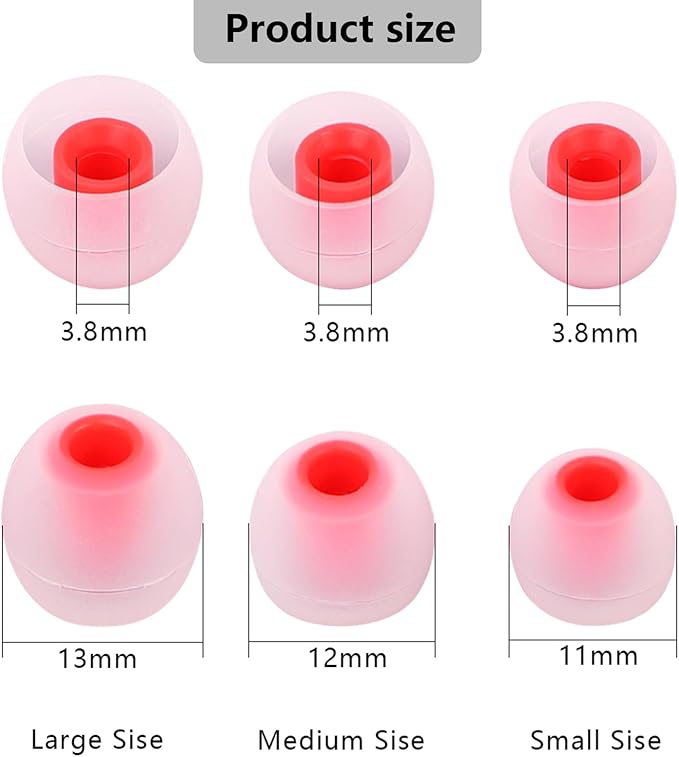 MMYQXI Silicone Replacement Earbud Tips Earbud Covers Ear Tips Fit for in-Ear Headphones (Inner Hole 3.8mm -5.1mm) Earbud Replacement Tips 9 Pairs