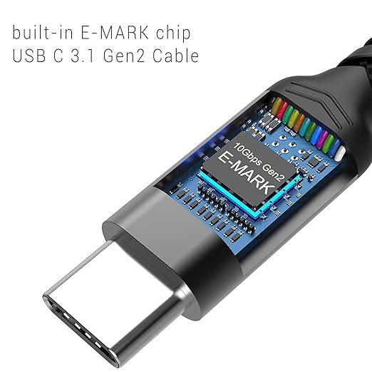 SUMPK USB C to USB C Cable 3.1 Gen 2 [3.3ft 2 Packs], 100W USBC Cables PD Fast Charging Cable, SuperSpeed 10 Gbps 90 Degree 4K Monitor Video Output Data Cable Compatible for iPhone 15Pro/15ProMax