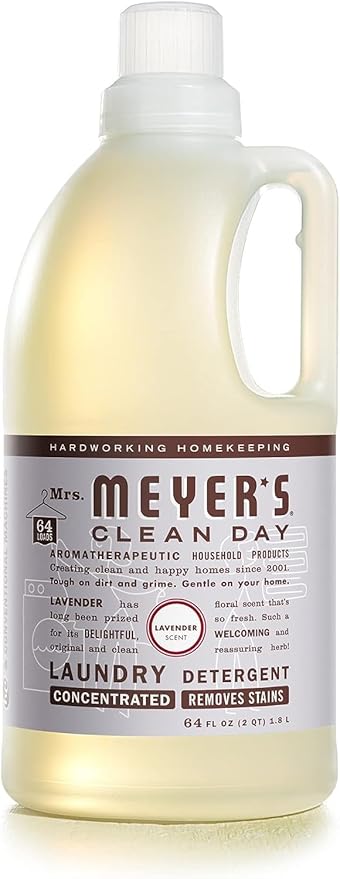 Mrs. Meyerâs Clean Day Lavender Laundry Detergent Concentrated Loads Per Bottle 64 Fl Oz (Pack of 6)