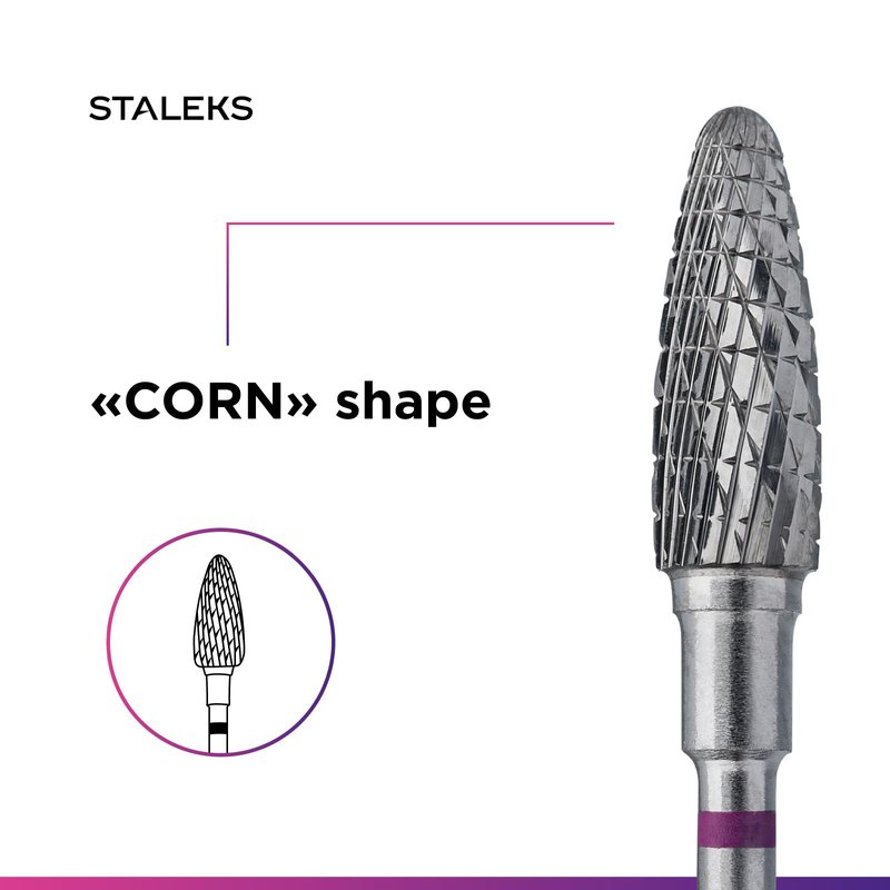 STALEKS PRO Expert Carbide Nail Drill Bit (Corn, Purple, 5mm Head / 13mm WP) – Coarse Hardness for Artificial Nail Correction & Gel Polish Removal in Hardware Manicure/Pedicure