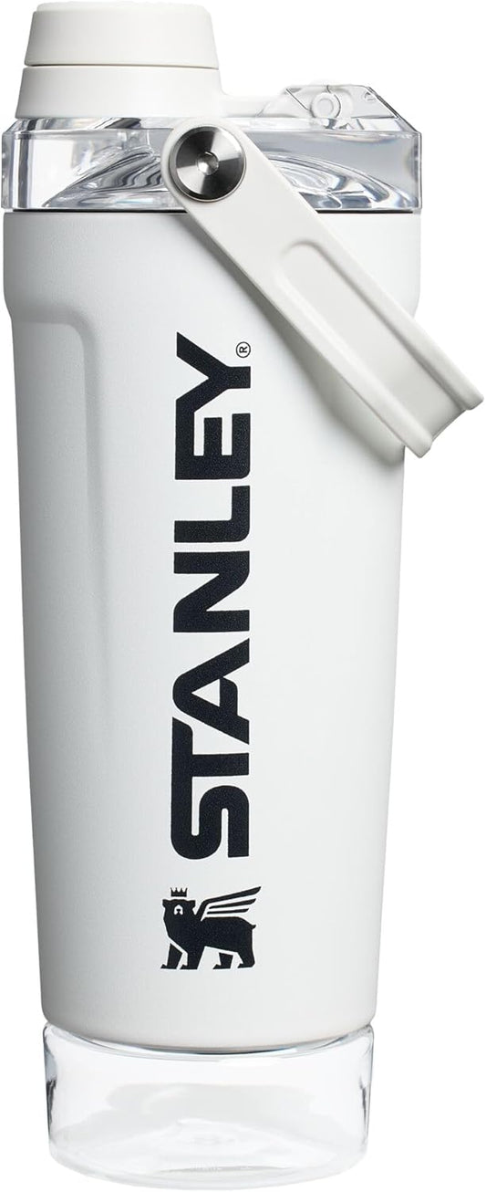 STANLEY Vitalize Shaker Bottle 20 oz - Leakproof Insulated Stainless Steel Cup | Fast Flow Lid & Base Storage | BPA-Free | Chalk