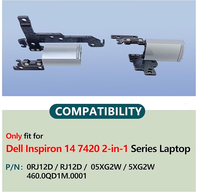 D-KXCPELE Replacement Laptop Hinge with Hinge Cover for Dell Inspiron 14 7420 7425 2-in-1,P/N:05XG2W 5XG2W 0RJ12D RJ12D 460.0QD1L.0001 460.0QD1M.0001 (Sliver)