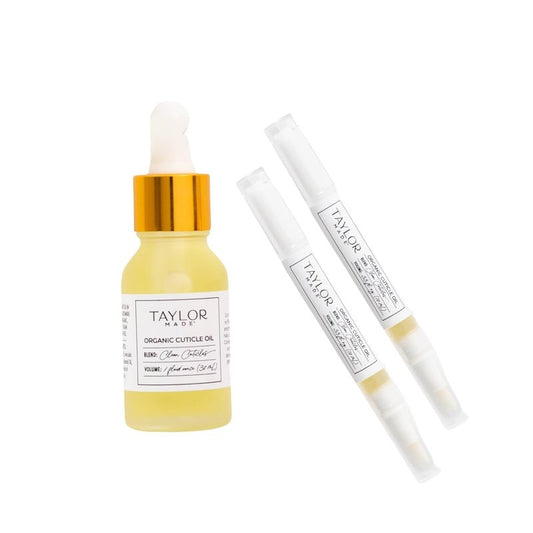 Taylor Made Cuticle Oil - 100% Organic & Non-Toxic Nail Treatment | Infused with Orchid Oil | 0.5 oz Bottle & 2 Pens