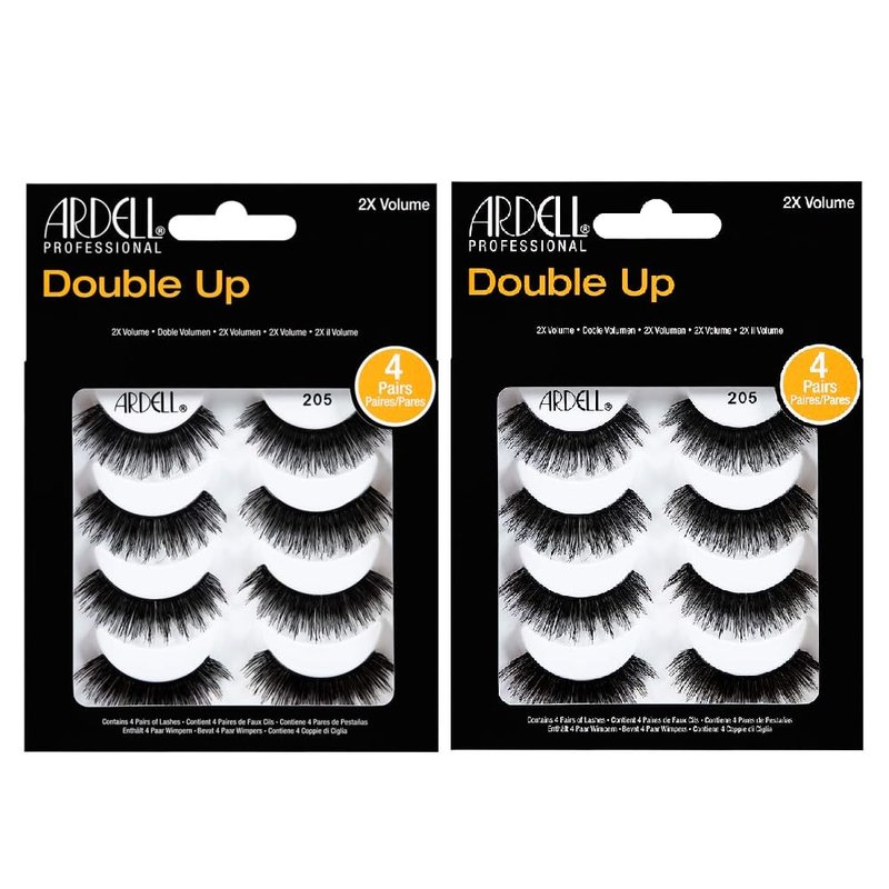 Ardell False Eyelashes Double Up 205 - Dramatic Volume, Cruelty-Free Strip Lashes for Bold, Full Glam Look, 2 Pack
