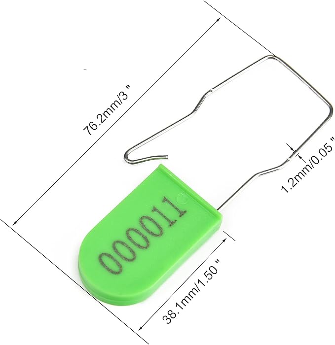 LeadSeals 1000PCS Plastic Padlock Security Seals Metal Wire Padlocks Electric Meter Lockout Tags Self-Locking Numbered Anti Tamper Seal Tags Green