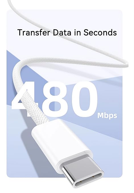 [5ft 2Pack] Woven Car Play USB-C Cable for Apple iPhone 17 Charger, MFi Certified USB-A to USB C Cable Cord Fast Charging for iPhone17 Pro Max/16Pro/15 Pro/16Plus, iPad Air M2,AirPods Pro 3nd - White