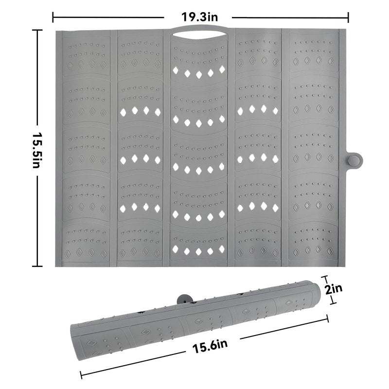 BRIAN & DANY Makeup Mat for Sink, Bathroom Sink Cover for Counter Space, Foldable Silicone Sink Mat Organizer Countertop RV Space Saver, Gray, 19.3" x 15.5"