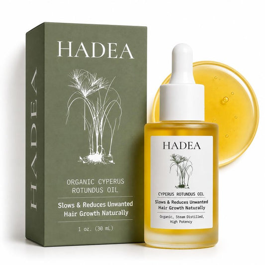 HADEA Cyperus Rotundus Oil to Reduce Hair Growth 100% Organic High-Potency Steam Distilled Cyprus Nutgrass Cypress Inhibitor | Cypress Rotundus Oil For Pcos, Hirsutism, Any Unwanted Hair 30ml